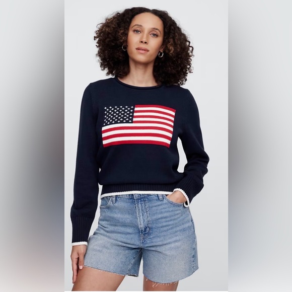 GAP Sweaters - Gap Americana Intarsia Roll-Neck American Flag Oversized Sweater NWT XS USA